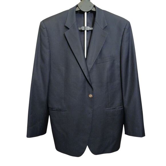 Lauren Ralph Lauren Blazer Jacket WOOL Men's 44R Dk BLUE 1 Button Missing VNTG - Picture 1 of 16